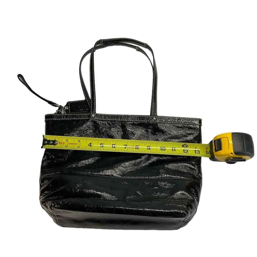 Coach Black Patent Leather Signature Satchel Purse Bag Style 15142